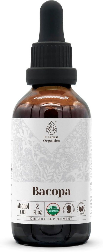 Bacopa USDA Βιολογικό εκχύλισμα χωρίς αλκοόλ, Βιολογικές σταγόνες βοτάνων, συμπλήρωμα, χαλάρωση, θετική γνωστική επίδραση 