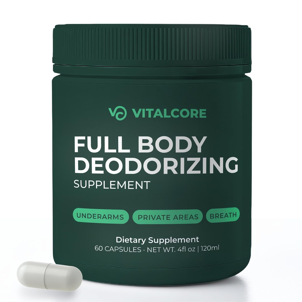Body Deodorizing Supplement - 200mg Chlorophyll Capsules for 24hr Freshness | Gut & Skin Health | Vegan Body Magic Capsules (60ct)