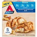Atkins Peanutty Overload Snack Bar, Protein Snack, High in Fiber, 2g Sugar, 5 Count