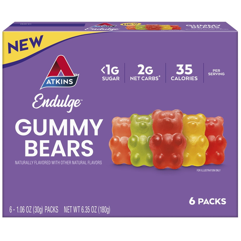 Atkins Endulge Gummy Bears, Low Sugar, Keto Candy, 6 Count