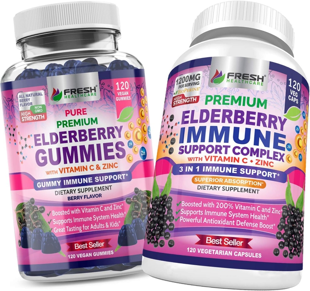 FRESH HEALTHCARE Gummys Elderberry and Elderberry Immune Support Complex