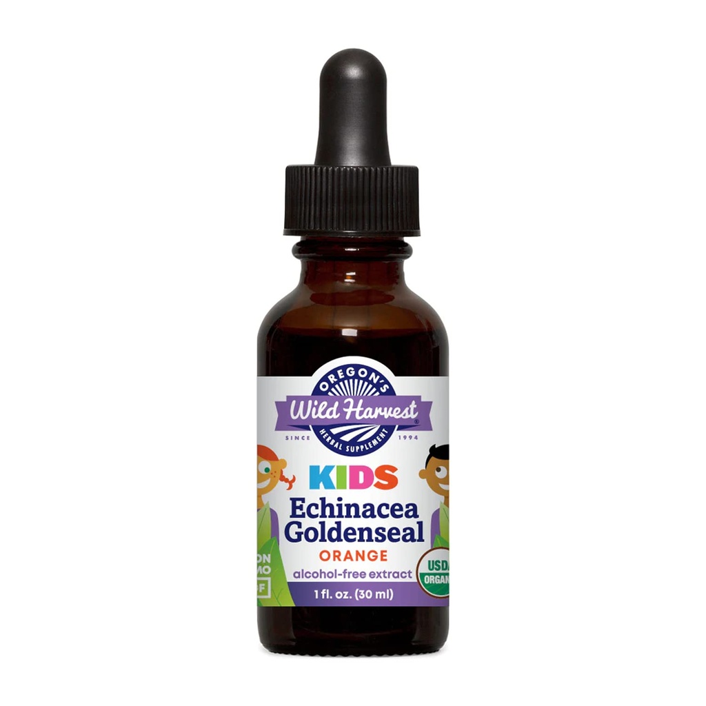 Oregon's Wild Harvest Children's Echinacea Goldenseal Orange Organic Herbal Supplement, 1 Fluid Ounce