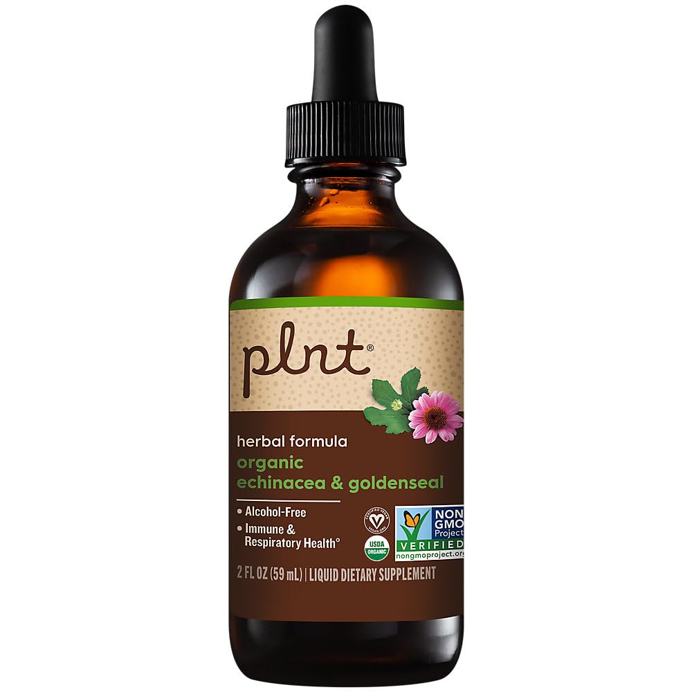 plnt Organic Liquid Echinacea & Goldenseal a Herbal Formula for Immune & Respiratory Health a Alcohol-Free (2 fl. oz.)