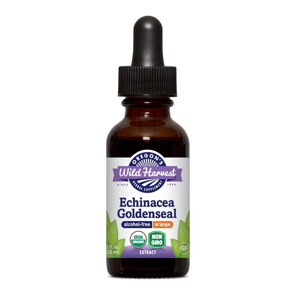 Oregon's Wild Harvest Organic Echinacea Goldenseal-Orange Extract, 1 Fluid Ounce