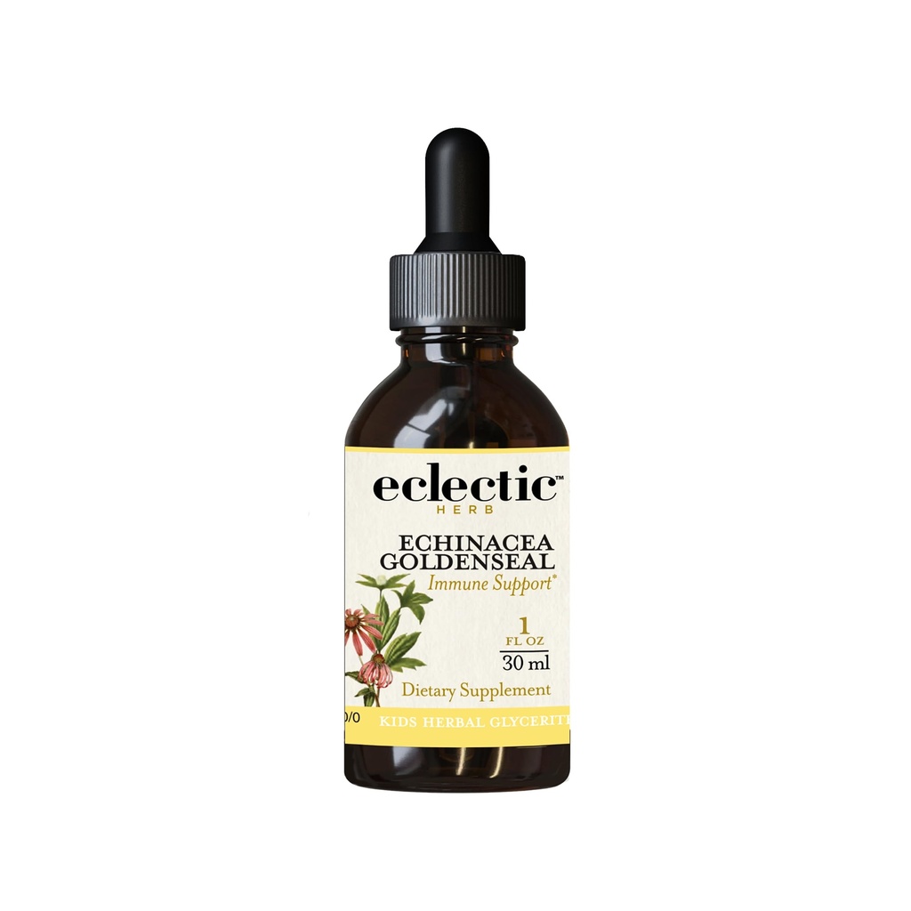Eclectic Herb - Echinacea Goldenseal Kids, Orange Flavored | Liquid Drops | Seasonal Immune Support | Vegan, Non-GMO, Gluten Free, Alcohol-Free (1 fl oz | 30 ml)