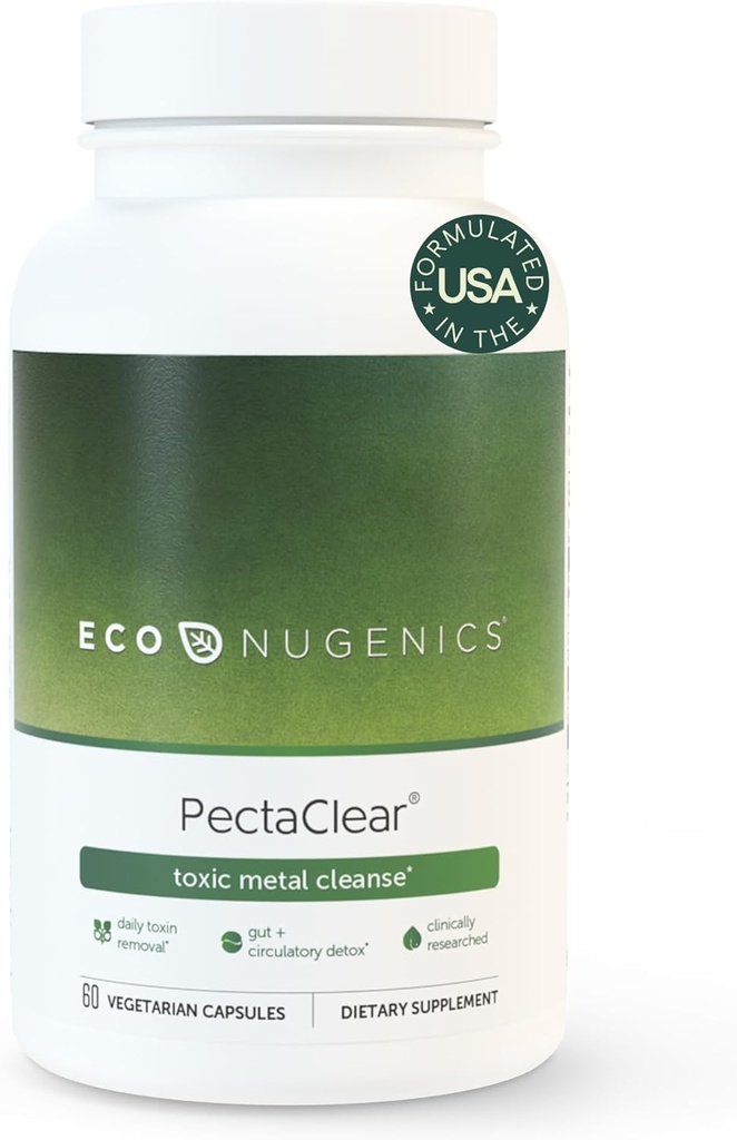 EcoNugenics PectaClear Detox Supplement for Toxic Metal Cleanse – Φυσικά & με ασφάλεια εξαλείφει τοξίνες για το έντερο, το συκώτι και το νεφρό Detox & επισκευή – Βοηθά με την ενέργεια, το βάρος, την ορμονική ισορροπία – 60 κάψουλες