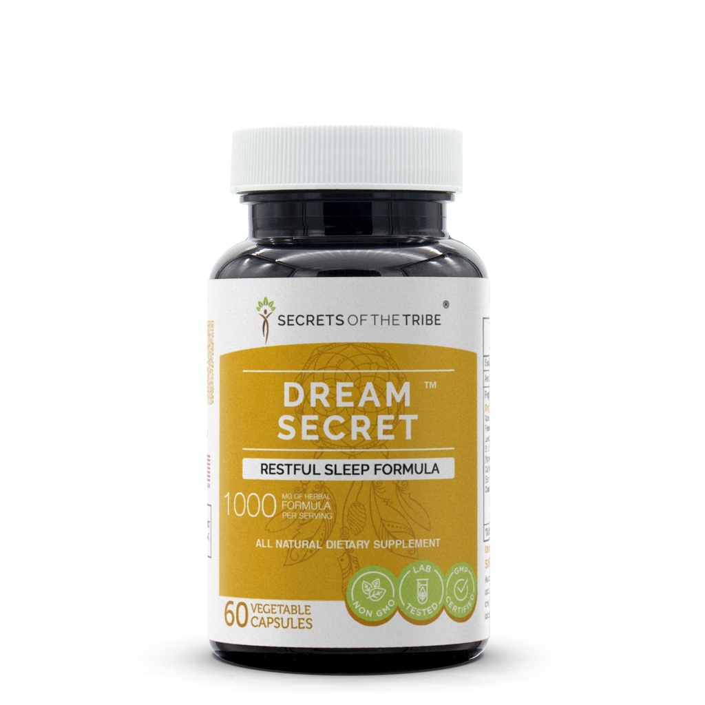 Secrets of the Tribe Dream Secret 60 Capsules, 1000 mg, Valerian, Passionflower, Lavender, St. John's Wort, California Poppy, Chamomile (60 Capsules)