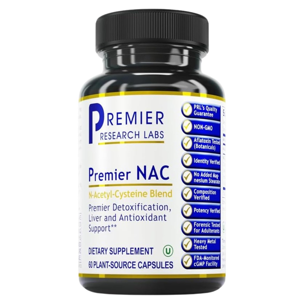 Premier Research Labs Premier NAC - NAC Supplement N-Acetyl Cysteine, N-Acetyl-L-Cysteine, Liver & Immune Support, 300mg NAC Per Capsule - 60 Vegetarian Capsules