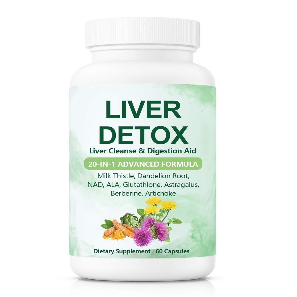 Nutrapure Liver Detox Capsules, Nutrapure 20-in-1 Liver Detox Supplement with Milk Thistle, Dandelion Root, Turmeric, Artichoke Leaf for Liver Cleanse & Digestion Aid Health - 60 Capsules (1)