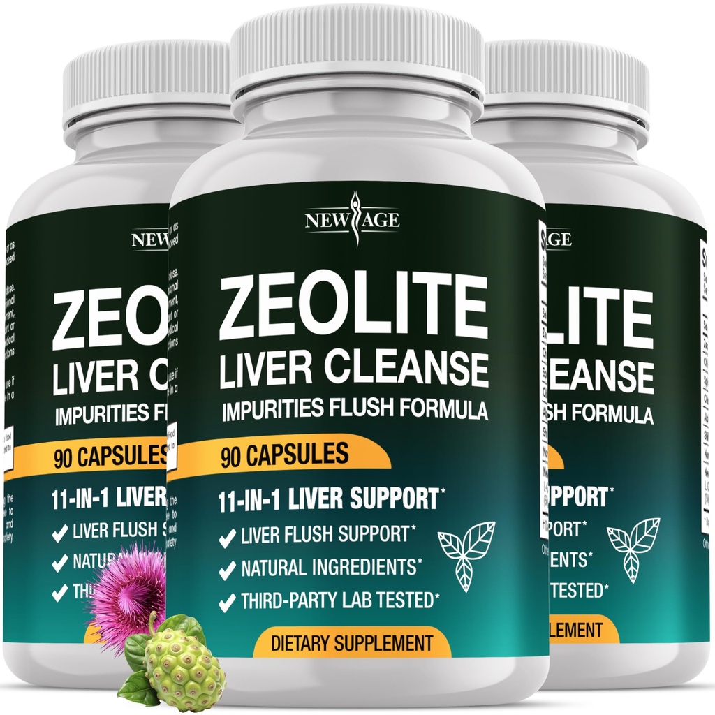 NEW AGE Liver Cleanse & Repair - Help Support Gut Health, and Energy - Zeolite for Adults with Noni, Glutathione, NAC, Chlorella, Spirulina, ALA, Cilantro, Milk Thistle & Shilajit - 270 Count