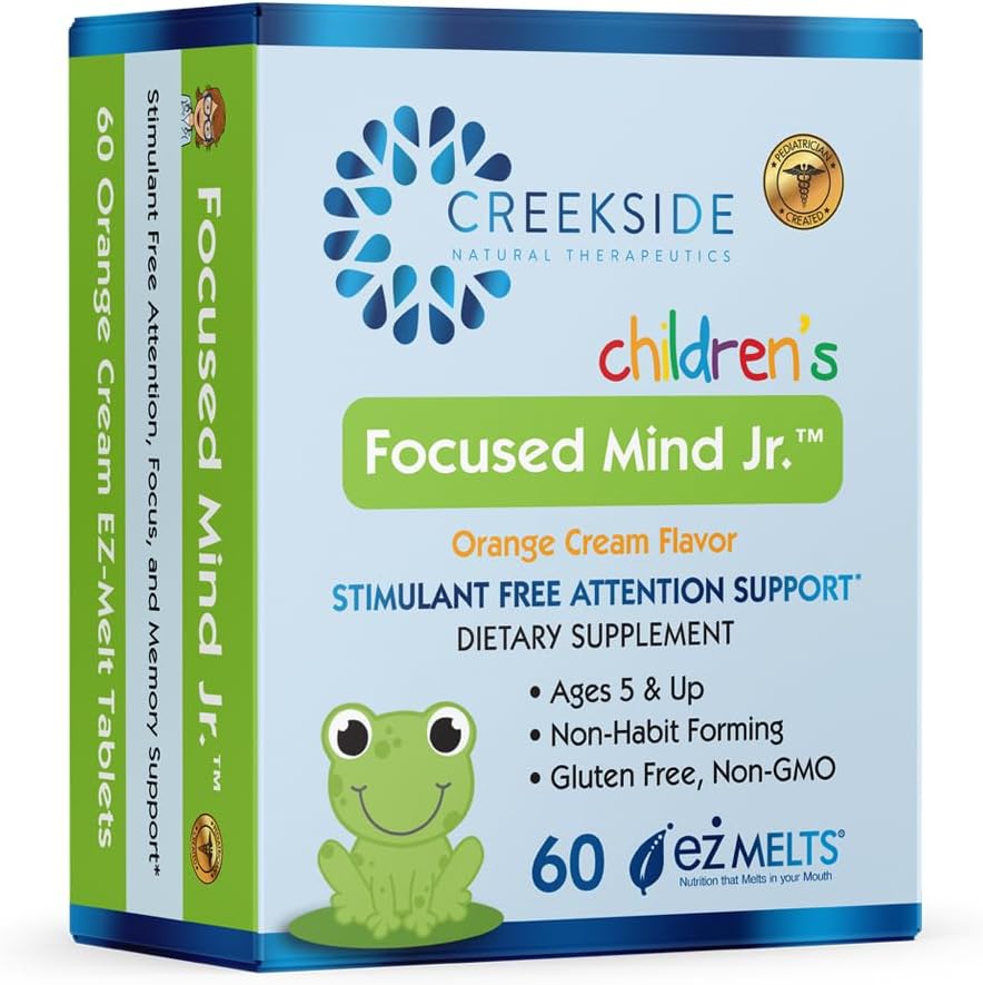 Focused Mind Jr., Γνωστική Υποστήριξη για Παιδιά, Παιδιατρικός Formulated, Simulant-free συμπλήρωμα με Ινοσιτόλη, DMAE, Ζάχαρη-ελεύθερο, Vegan, 60 EZ Δισκία τήγματος