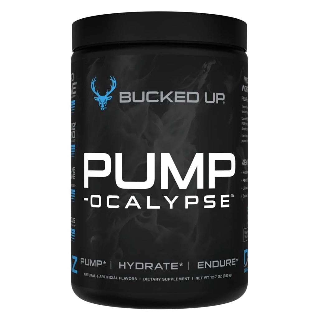 Pump-ocalypse Blue Raz | Nitric Oxide and L Arginine Supplement with Citrulline Malate, GlycerPump | Ultimate N.O. Booster | Lean Muscle Support for Blood Flow, Vascularity, Hydration and Endurance