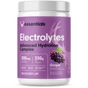 Bucked Up Essentials Electrolytes Grape | Advanced Hydration Complex with 500 mg Electrolytes Per Serving | Gluten Free Non GMO Third Party Tested Drink Mix | 230g (50 Servings)