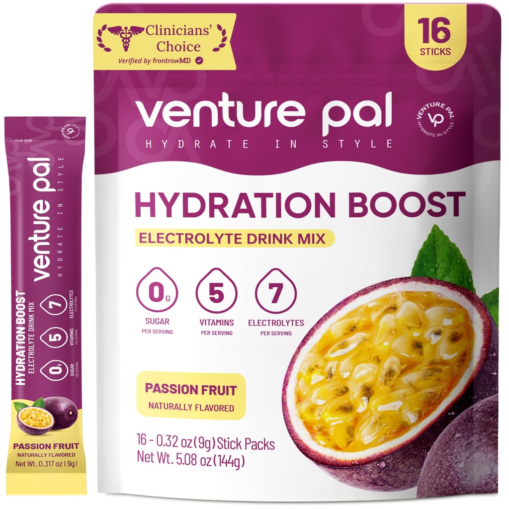 Venture Pal Sugar Free Electrolyte Powder Packets - Liquid Daily IV Drink Mix for Rapid Hydration & Party Recovery 
