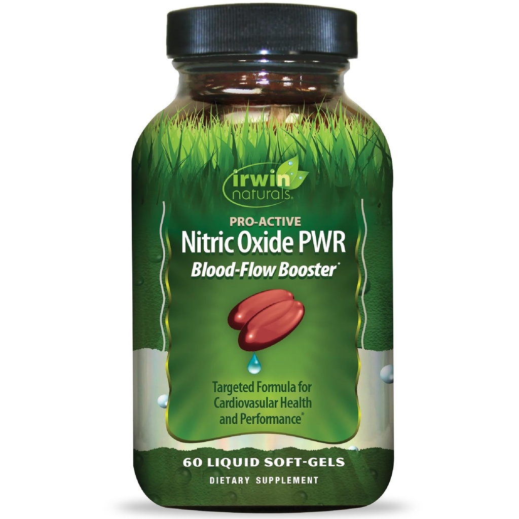Irwin Naturals Pro-Active Nitric Oxide PWR - 60 Liquid Soft-Gels - Blood-Flow Booster με L-Citrulline, Beet Root & Red Spinach