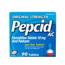 Pepcid AC Original Strength Heartburn Relief Tablets, OTC Medicine Αποτρέπει & Ανακουφίζει Heartburn Λόγω Οξύ δυσπεψία & Καταπραϋντικό Στομάχο, 10mg Famotidine Acid Reducer, Fast- Acting, 90 ct