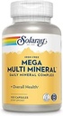 SOLARAY Mega Multi Mineral, Iron Free - ημερήσιο συμπλήρωμα ορυκτών w/Trace Minerals, Ηλεκτρολύτες, Ασβέστιο, Μαγνήσιο, Ψευδάργυρος, Σελήνιο, Βόριο - Κυτταρική Ενέργεια, Ανοσοποιητική Υποστήριξη, 60-Ημέρα Εγγύηση, 25 Serv