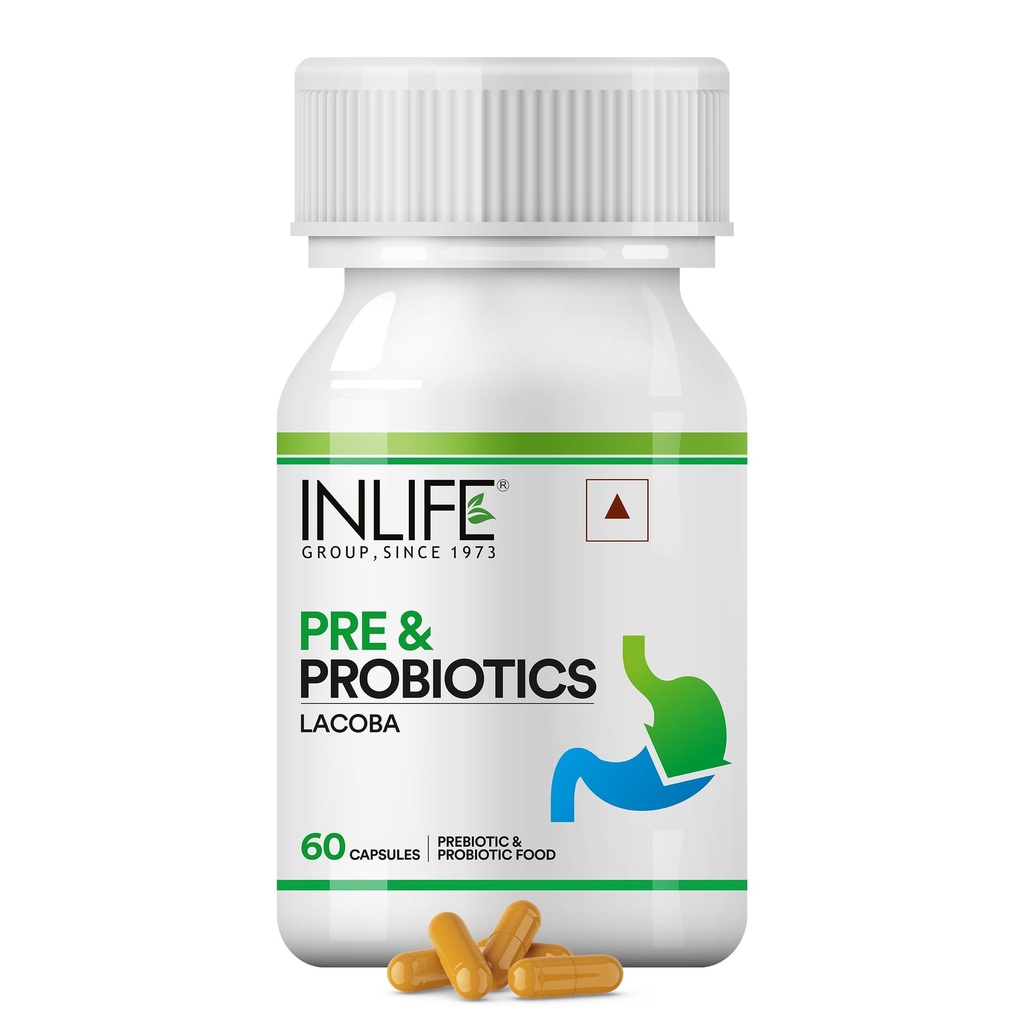 INLIFE Prebiotic and Probiotic Supplement for Gut Health | Lactobacillus Bacteria | Probiotics for Women Men - 60 Capsules