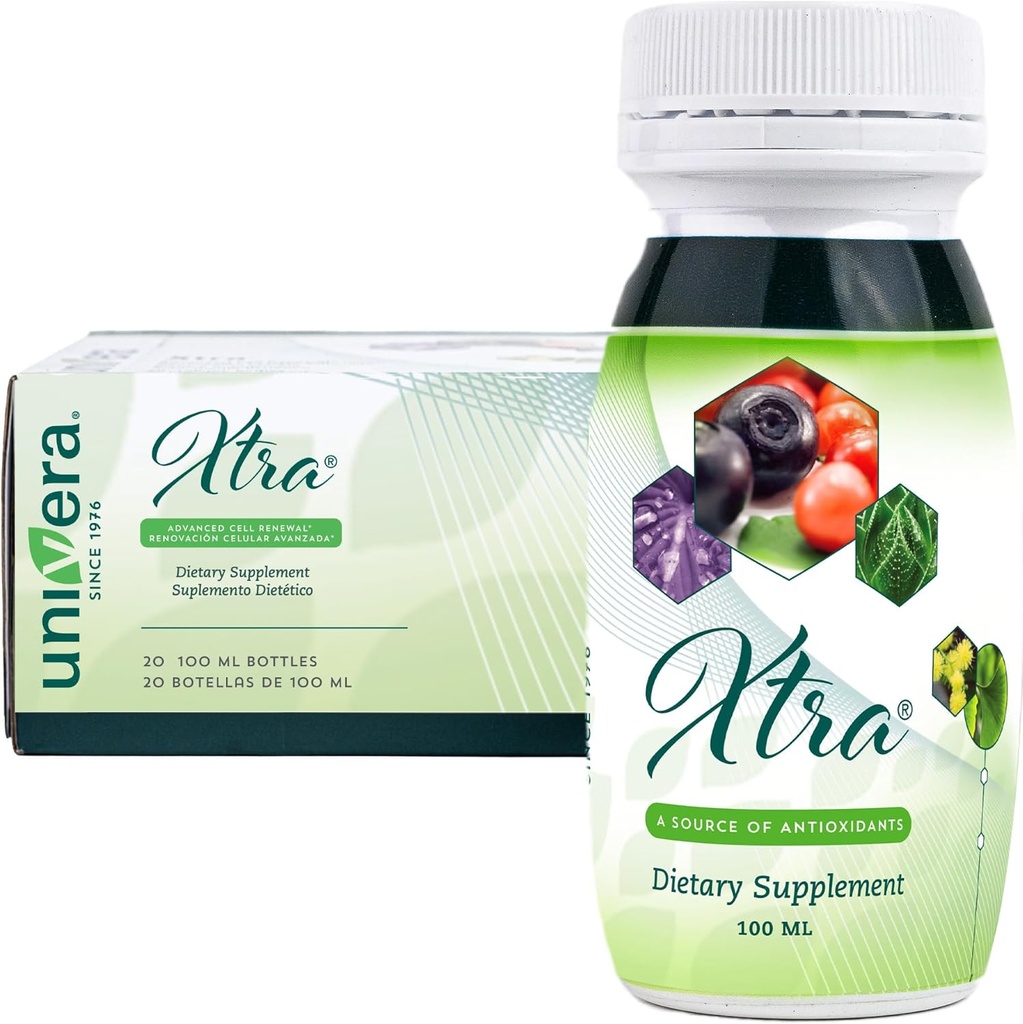Univera Xtra Minis, Multimineral fruites Complex, 15 φυσικά συστατικά, διαχείριση στρες, εστίαση & σαφήνεια, κοινή άνεση, αντιοξειδωτική προστασία - 3,38 Fl Oz (πακέτο των 20)