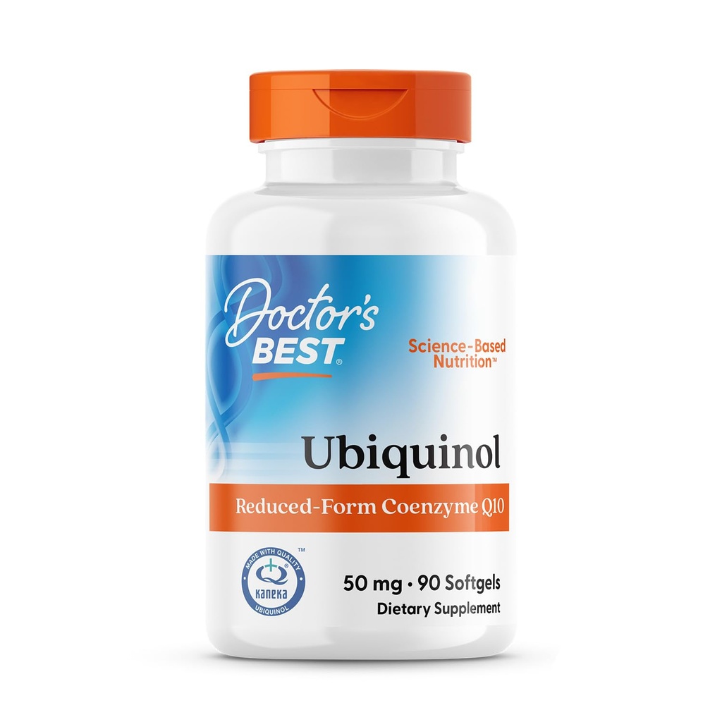 Doctor's Best Kaneka Ubiquinol 50 mg Supplement for Men & Women - Reduced Form CoQ10, Coenzyme Q10 50mg for Antioxidant & Heart Health Support, Non GMO, Gluten Free, Soy Free - 90 Softgels