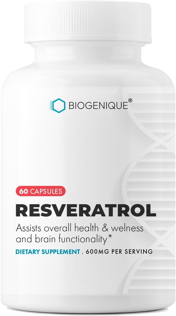 Resveratrol 600mg ισχυρά αντιοξειδωτικά & Trans-ρεσβερατρόλη από το εκχύλισμα ρίζας Polygonum, προάγει την αντι-γήρανση & καρδιοαγγειακή υποστήριξη, 60 κάψουλες - Made in USA - Vegan, Non-GMO, Gluten Free