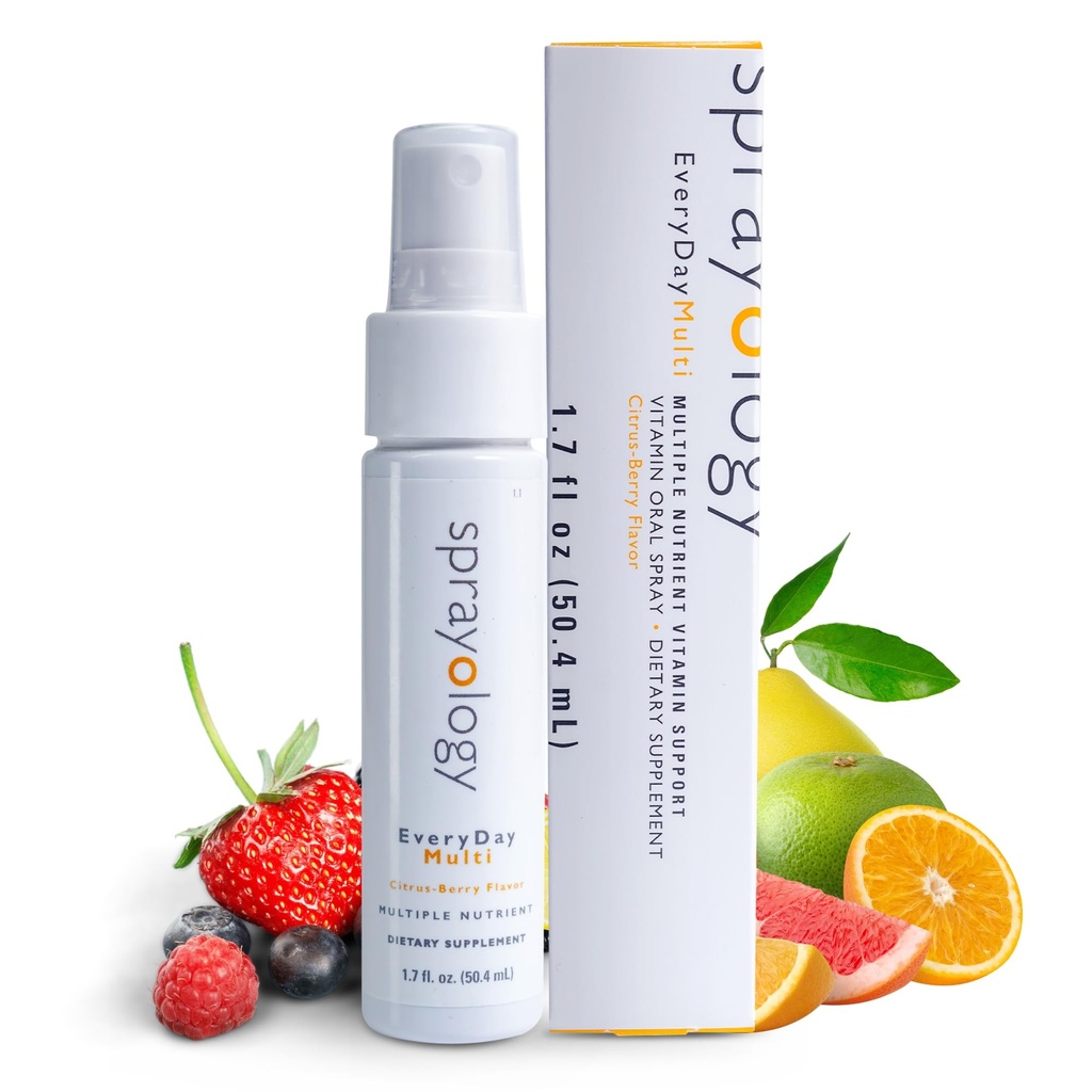 Sprayology Everyday Multi Spray | Daily Multivitamin Spray for Men, Women & Kids (Ages 4+) | High-Absorption Formula with Vitamin B12, D3, Folate, Biotin & More | Non-GMO | 26 Day Supply (1.7 fl oz)