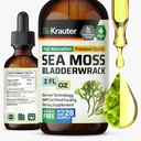 BIO KRAUTER® 2-in-1 Sea Moss Seaweed Supplement - Vegan Bladderwrack & Sea Moss Drops for Women & Men - Used for Skin, Gut & Digestive Support - Natural Сhondrus Сrispus 2 Fl.Oz.
