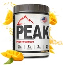Peak Post Workout - BCAA 2:1:1 Creatine - Glutamine - Muscle Recovery and Strength Building Supplement - 30 Servings - Tropical Mango