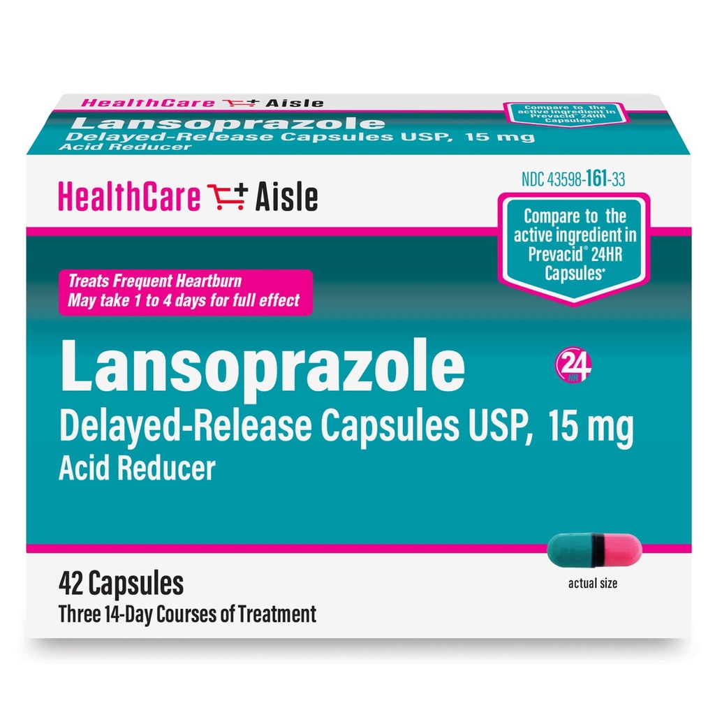 HealthCareAisle Lansoprazole 15 mg - 42 Καψάκια Καθυστερημένης- Απέλασης - Οξύ Μειωτικό, Θεραπεία Συχνού Καψίματος