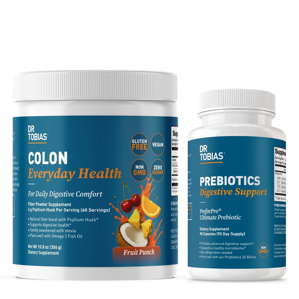 Dr. Tobias Colon Everyday Health & Prebiotics with PreforPro – Daily Fiber Drink & Prebiotic Supplement for Gut Health, Digestion and Immune Support