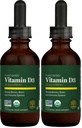 Global Healing Organic Vitamin D3 5000 IU Supplement - Vegan Vitamin D Supplements for Immune Health & Strong Bones Support - Pure D3 Vitamin 5000 IU Ingredients, VIT D3-2 Fl Oz (Pack of 2)