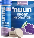 Nuun Sport Ηλεκτρολυτικά Δισκία με Μαγνήσιο, Ασβέστιο, Κάλιο, Χλωριούχο & Νάτριο, Χωρίς Γλουτένη & Vegan, Σταφύλι, 8 Συσκευασία (80 Μερίδες Σύνολο)