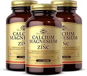 Solgar Calcium Magnesium Plus Ψευδάργυρος, 100 δισκία (πακέτο των 3) - Προάγει υγιή οστά και δόντια - Υποστηρίζει νευρική & μυϊκή λειτουργία - μη-GMO, Vegan, χωρίς γλουτένη, χωρίς γαλακτοκομικά, Kosher - 100 Σύνολο σερβιρίσματος
