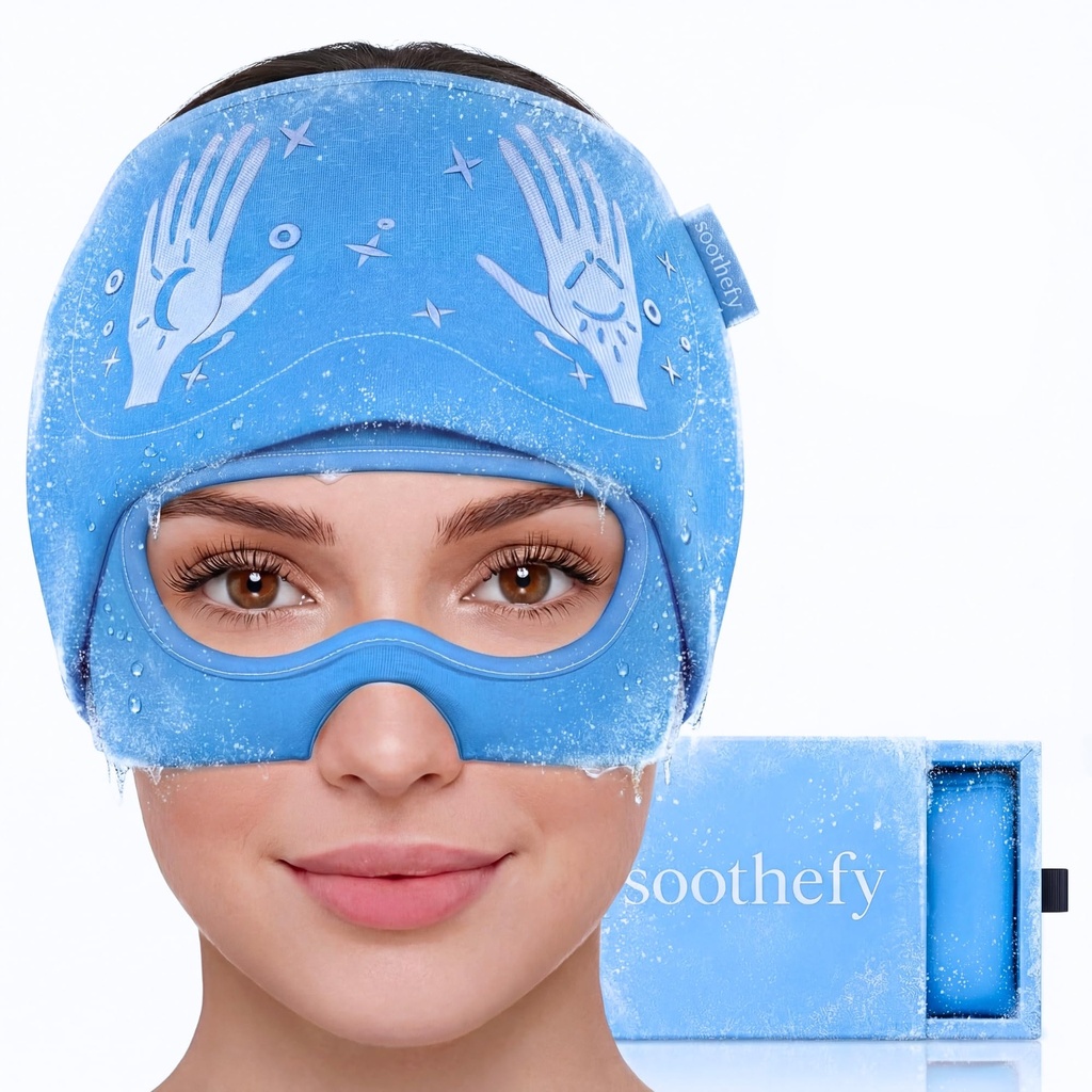 Migraine Relief Cap with Slide-Up Eye Mask - Patent Pending - Headache Relief Hat for Hangover, Stress, Tension - Buttery Soft, Made for Bad Days