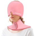 Migraine Relief Cap and Neck Ice Pack Wrap Gel Set, Upgrade Headache Hangover Cold Cap and Cervical Ice Packs Compress Relief for Head Cervical Pain, Stress, Swelling, Office Pressure Gift Women-Pink