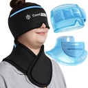 ComfiTECH 30-Min Cooling Dual-Gel Migraine Relief Cap & Extra Long Neck Ice Pack Wrap Set, Hands-Free Cold Therapy Wearable Detachable Packs for Tension, Sinus, Chemo Scalp Soothing, Stiff Neck, L