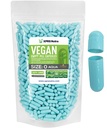 XPRS Nutra Size 0 Κενές κάψουλες - 1000 Κάψουλες Vegan - Χορτοφαγικά Χάπια - DIY Καψάκιο Γέμισμα - Veggie χάπια Gel Caps για Do-It-Yourself Συμπληρώματα (Aqua)