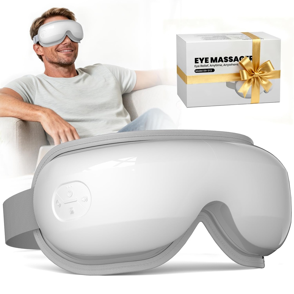 Eye Massager, Heated Eye Mask for Migraines/Strain/Dry Eyes Relief, Smart Sleep Mask with Heat & Bluetooth Music, Mothers Day Gifts for Mom, Birthday Gifts for Women Men