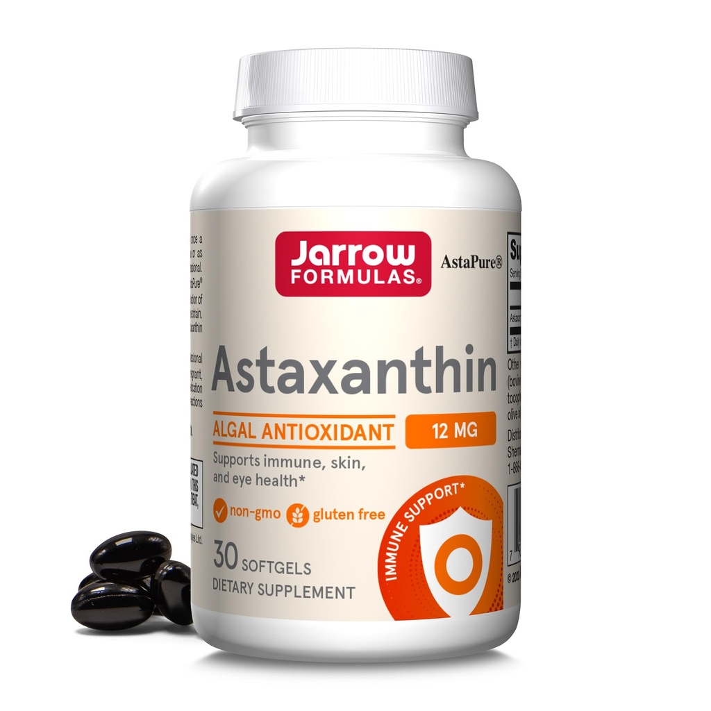 Jarow Formulas® Ασταξανθίνη 12 mg, Συμπλήρωμα διατροφής, Αντιοξειδωτική Υποστήριξη για την Ανοσοποιητική και Οφθαλμική Υγεία, 30 Softgels, 30 Ημέρα προσφοράς