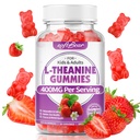 softbear L-Theanine 400mg Gummies for Kids & Adults, L Theanine Supplement with Ashwagandha, GABA, 5-HTP Supports Calm & Relax & Focus, Sugar-Free/Vegan/GMO-Free, Strawberry Flavor 60 Count