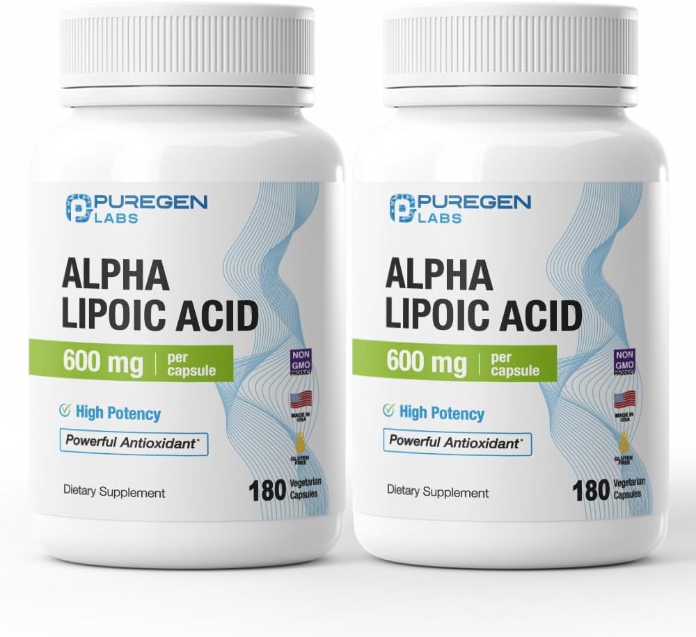 Puregen Labs Alpha Lipoic Acid 600mg [High Potency] Σύνολο 360 Veggie Caps, Αντιοξειδωτική Υποστήριξη 