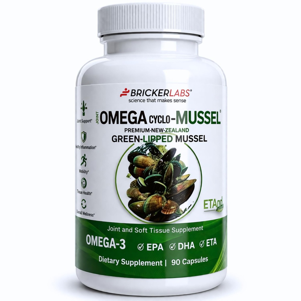 Briker Labs Omega Cyclo - Mussel Joint Health Supplement, Premium New Zealand Green Lipped Mussel, Full Spectrum Omega Joint Supplements for Joint Health and Comfort, 90 Κάψουλες