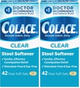 Colace Clear Stool Softener Soft Gel Capsules Constipation Relief 50mg Docusate Sodium Doctor Recommended 42ct (Pack of 2)