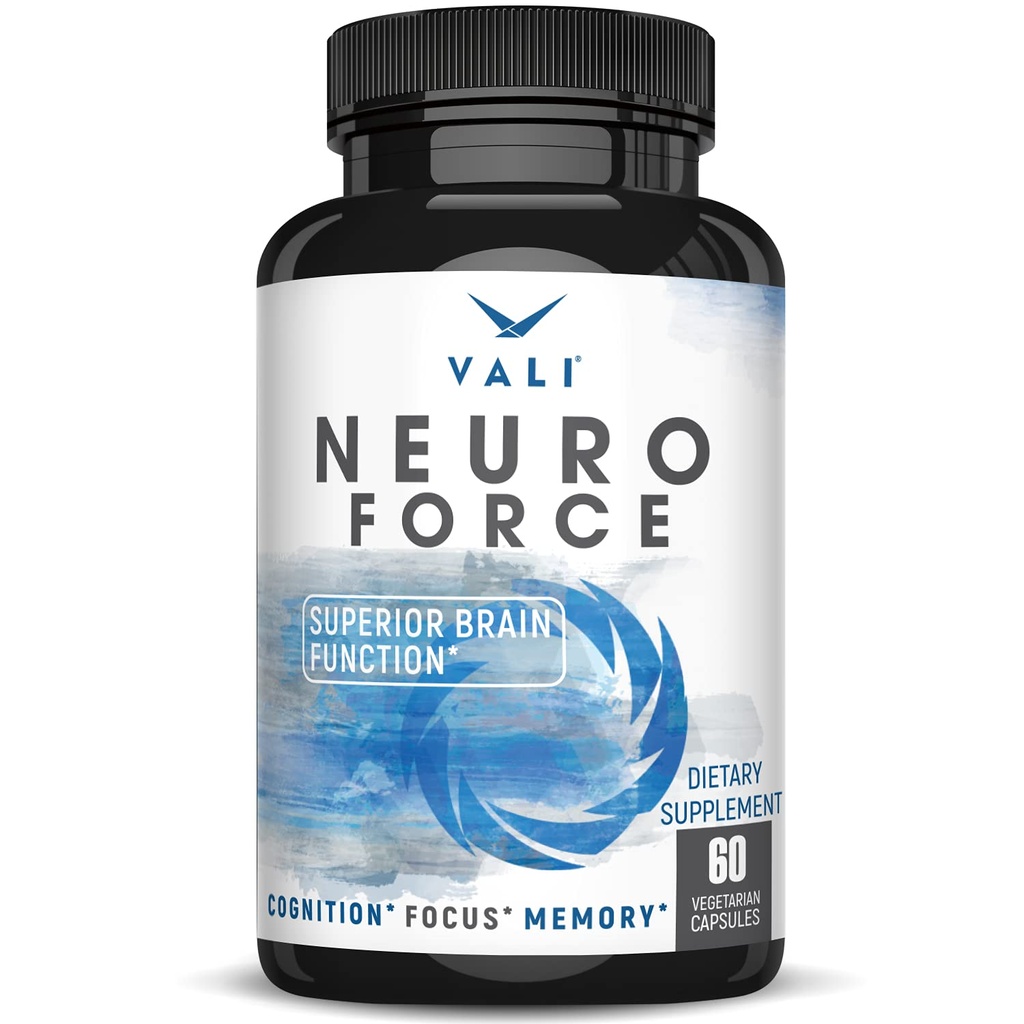 VALI Neuro Force Brain Booster Supplement for Focus, Memory, Clarity & Energy. Επιπλέον δύναμη Nootropic Γνωστική λειτουργία Υποστήριξη για την ψυχική απόδοση. με φυσική καφεΐνη. 60 Κάψουλες λαχανικών