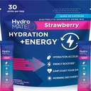 HydroMATE Ηλεκτρολυτές Σκόνης Συσκευασίες Ενυδάτωση Επιταχυντής Χαμηλή Ζάχαρη Ταχεία ανακούφιση Κόμμα Ανάκτηση Βιταμίνη C Plus Φράουλα καφεΐνης 30 Count