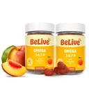 Belive Organic Omega 3 Gummies - Ωμέγα 3 6 9 7 DHA & EPA από έλαιο λιναρόσπορου & θαλασσινό έλαιο καρπού, Vegan, για παιδιά & ενήλικες, πλήρες σώμα, εγκέφαλος & μάτια υποστήριξη, ζάχαρη δωρεάν – Ροδάκινο 