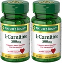 Nature's Bounty L-Carnitine, Supports Heart Health & Fat Metabolism, Amino Acid Supplement, 500 mg, 30 Tablets (Pack of 2)