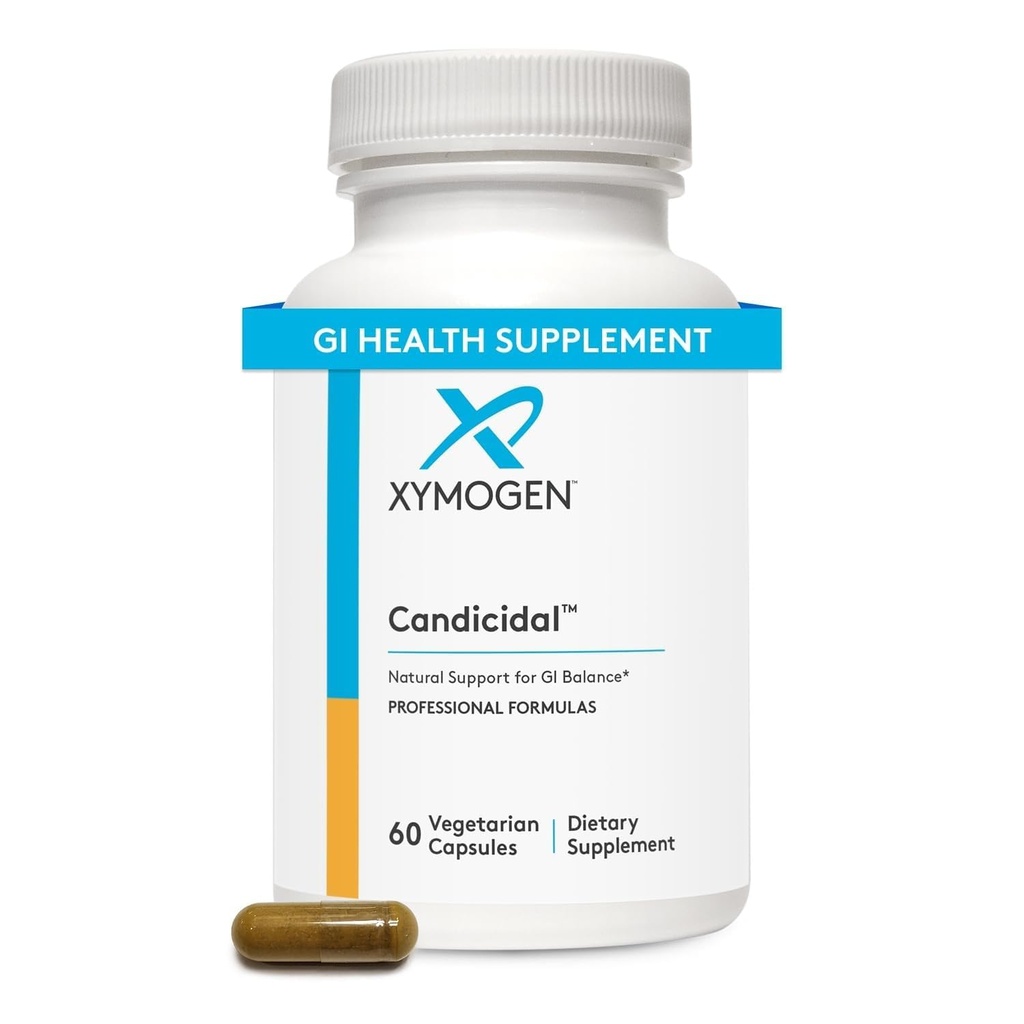 XYMOGEN Candicidal - Herbal GI & Microbial Balance Support - Oregano, Olive Leaf & Caprylate - Gluten-Free & Non-GMO - 60 Capsules
