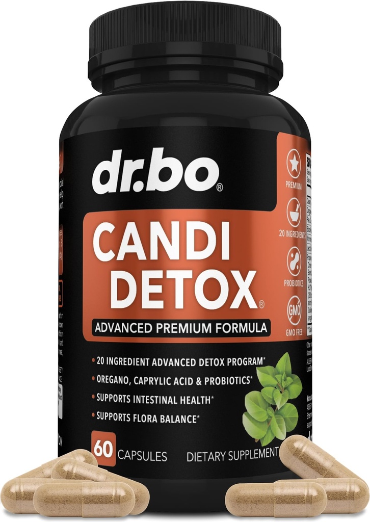 Candida Cleanse Detox for Women & Men - Candi Detox Support Supplement Pills Kit, Anti Overgrowth Gut Balance Probiotic Flora Complex Supplements - Natural Oral Herbal Oregano & Caprylic Acid Capsules