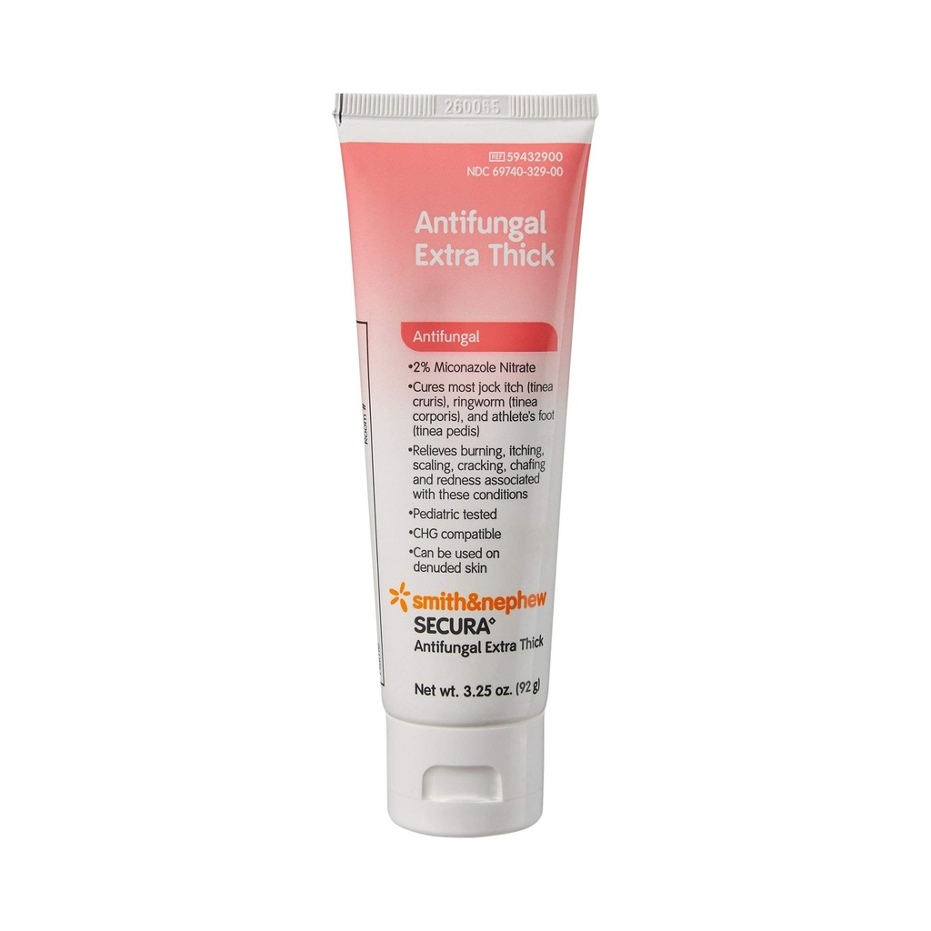 Smith & Nephew Secura 2% Miconazole Nitrate Cream Antifungal 3-1/4 oz. Tube